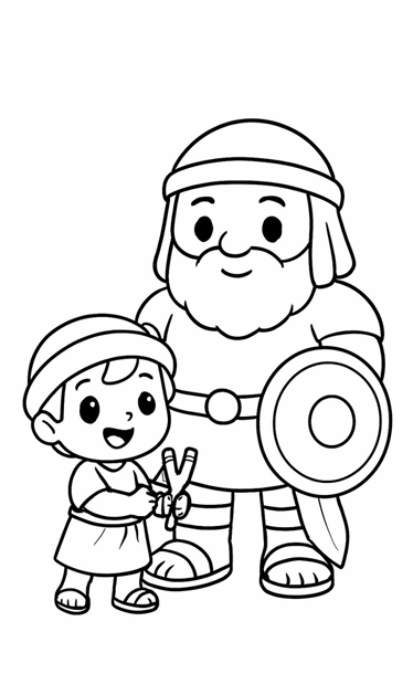 Desenho para colorir — Davi e o Rei Saul